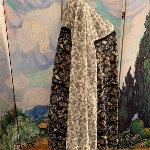 Woman Within Black Mixed Print Button Tunic Blouse - Picture 3 of 6